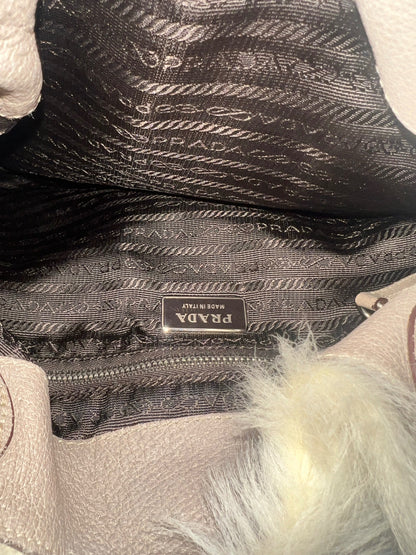 Prada White Fur Shoulder Bag