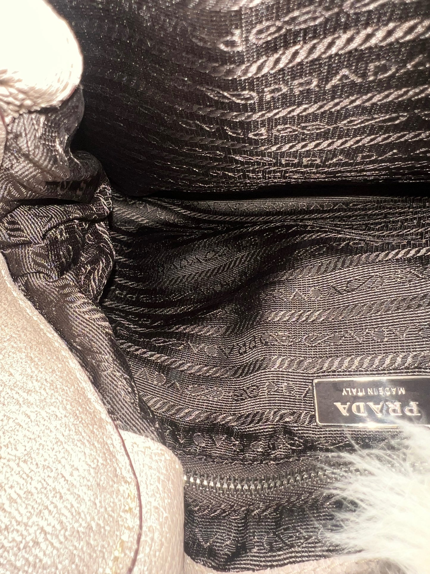 Prada White Fur Shoulder Bag