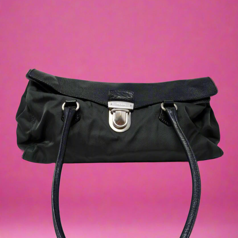 90s Prada Nylon and Leather Tessuto Easy