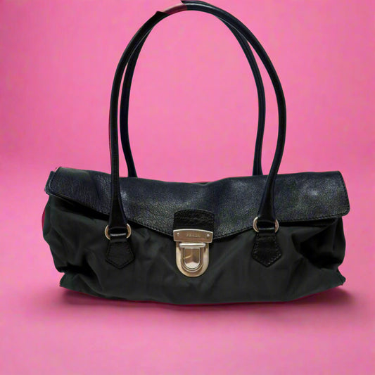 90s Prada Nylon and Leather Tessuto Easy