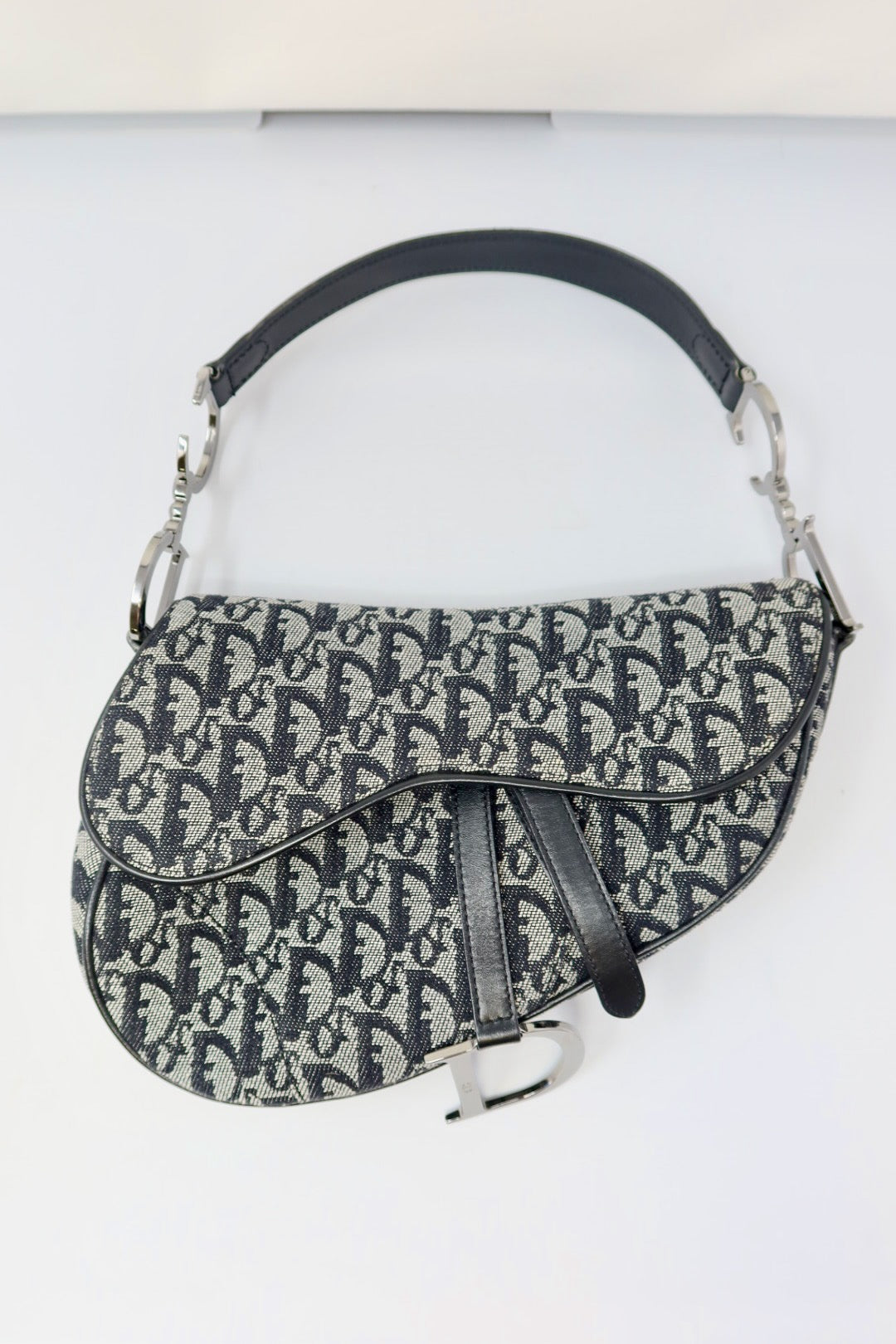 Christian Dior Trotter Black Canvas Saddle Bag