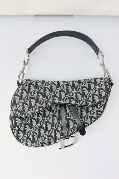 Christian Dior Trotter Black Canvas Saddle Bag