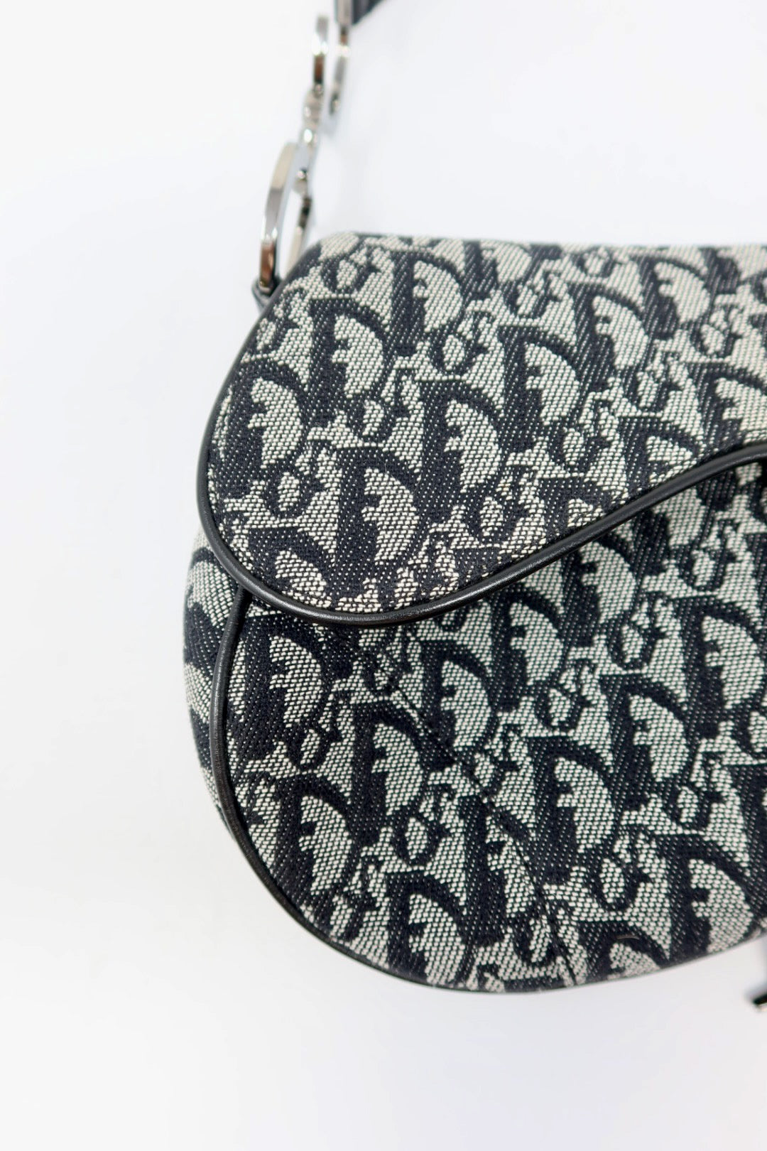 Christian Dior Trotter Black Canvas Saddle Bag