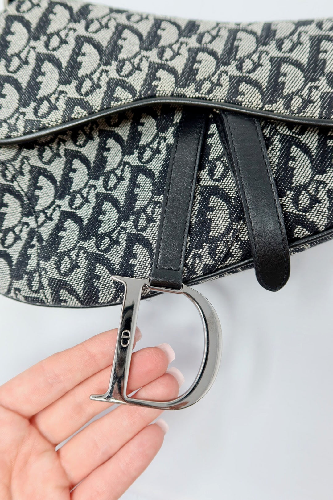 Christian Dior Trotter Black Canvas Saddle Bag