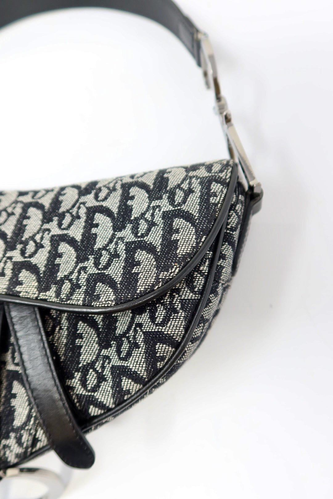 Christian Dior Trotter Black Canvas Saddle Bag