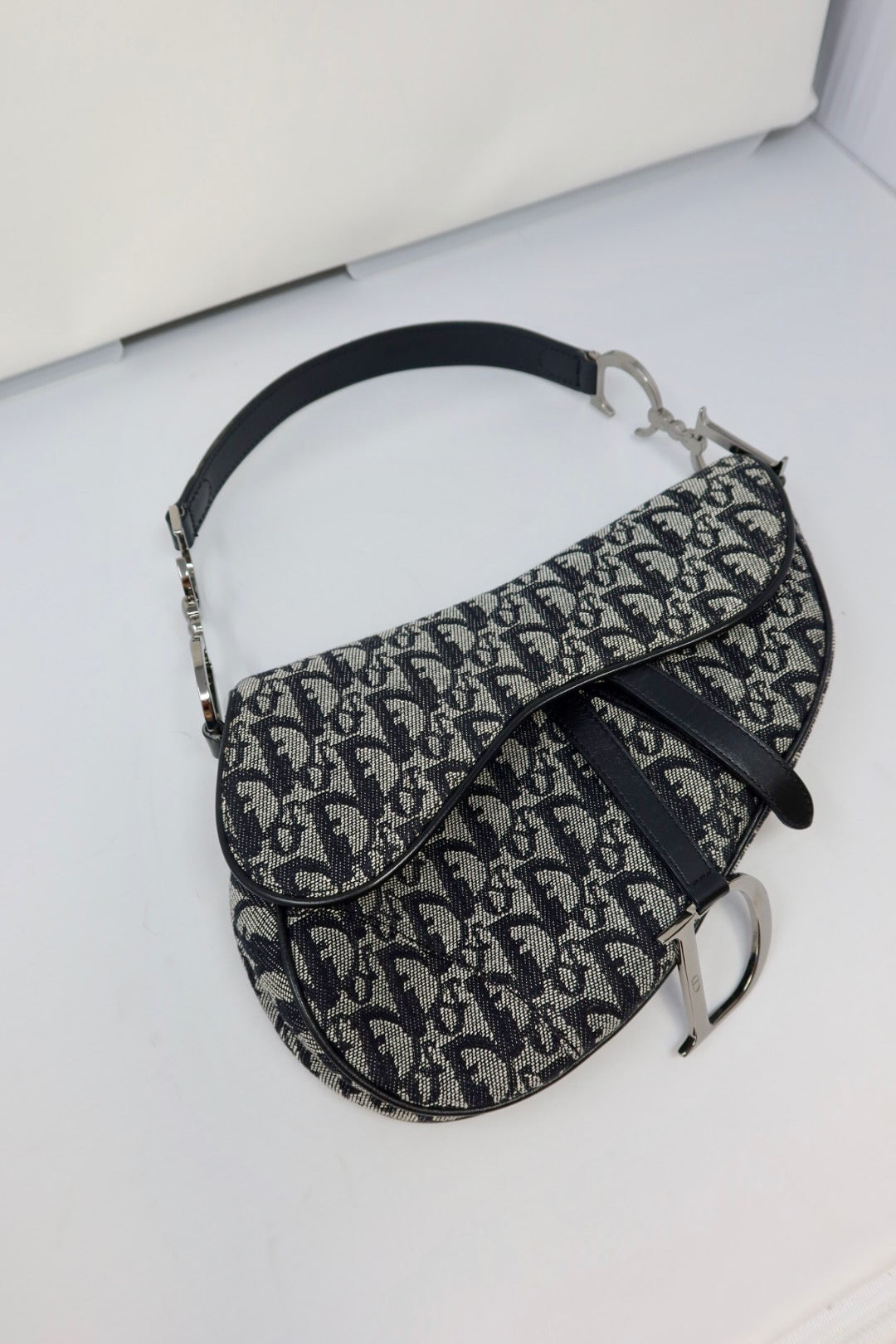 Christian Dior Trotter Black Canvas Saddle Bag