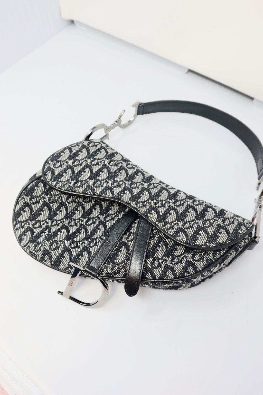 Christian Dior Trotter Black Canvas Saddle Bag