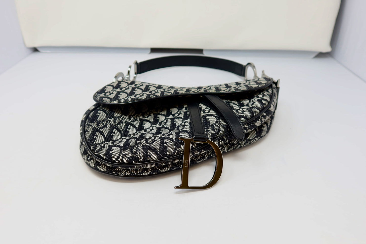 Christian Dior Trotter Black Canvas Saddle Bag