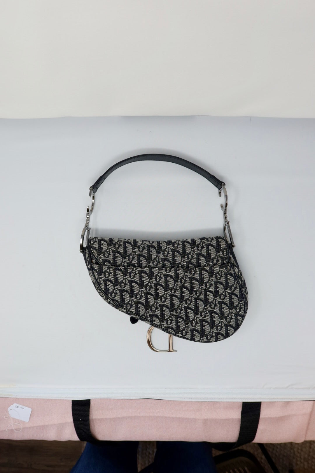 Christian Dior Trotter Black Canvas Saddle Bag