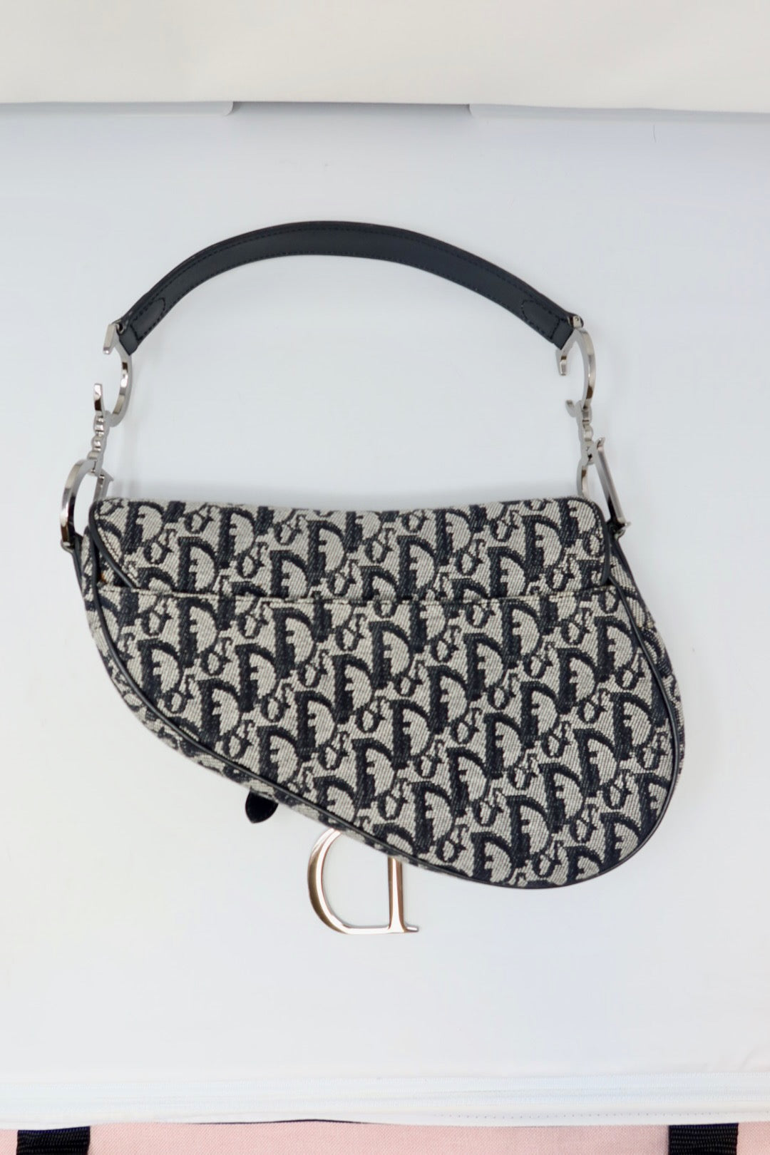 Christian Dior Trotter Black Canvas Saddle Bag