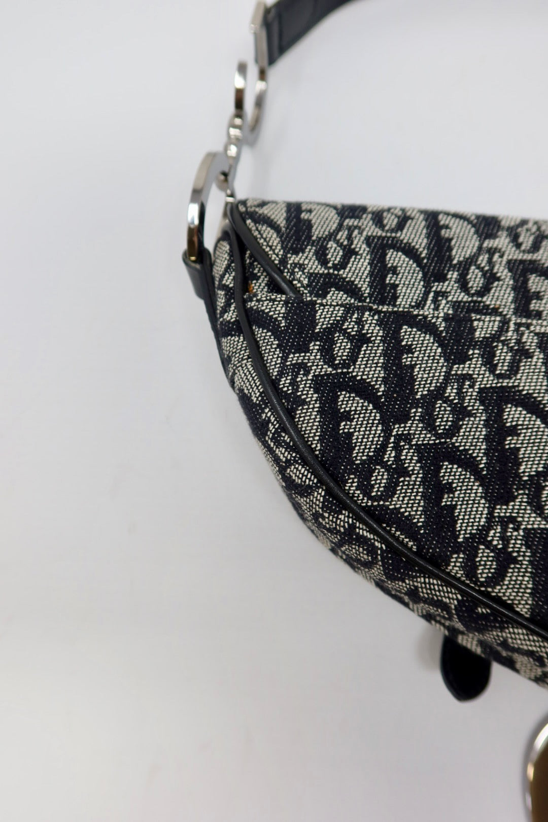Christian Dior Trotter Black Canvas Saddle Bag
