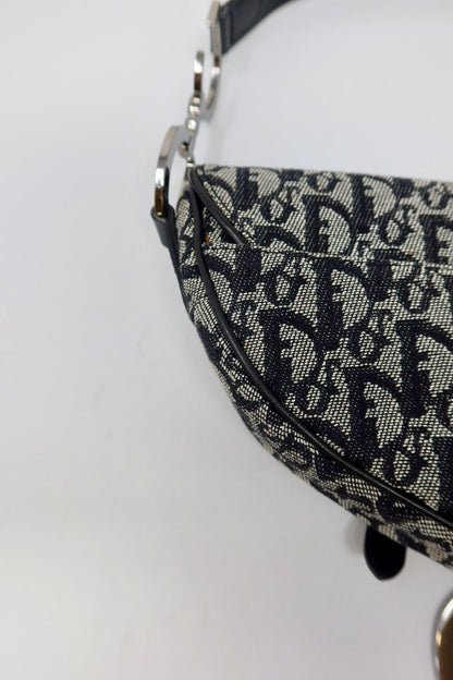 Christian Dior Trotter Black Canvas Saddle Bag