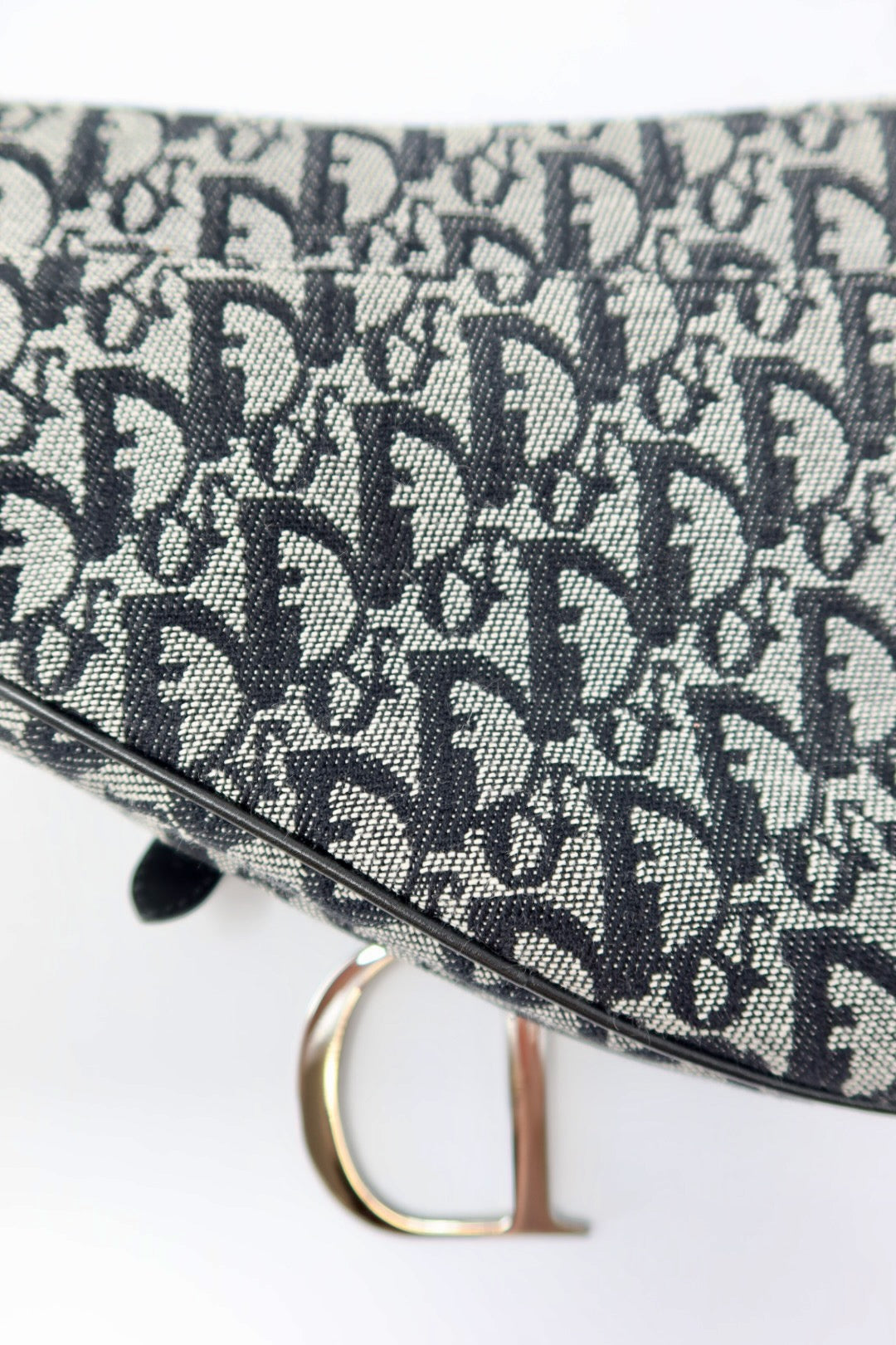 Christian Dior Trotter Black Canvas Saddle Bag