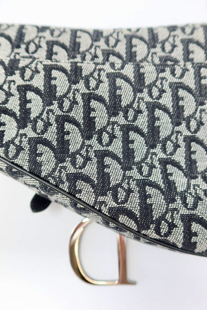 Christian Dior Trotter Black Canvas Saddle Bag