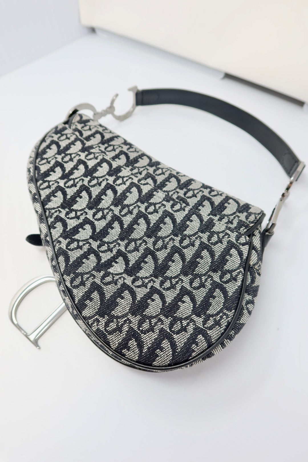 Christian Dior Trotter Black Canvas Saddle Bag