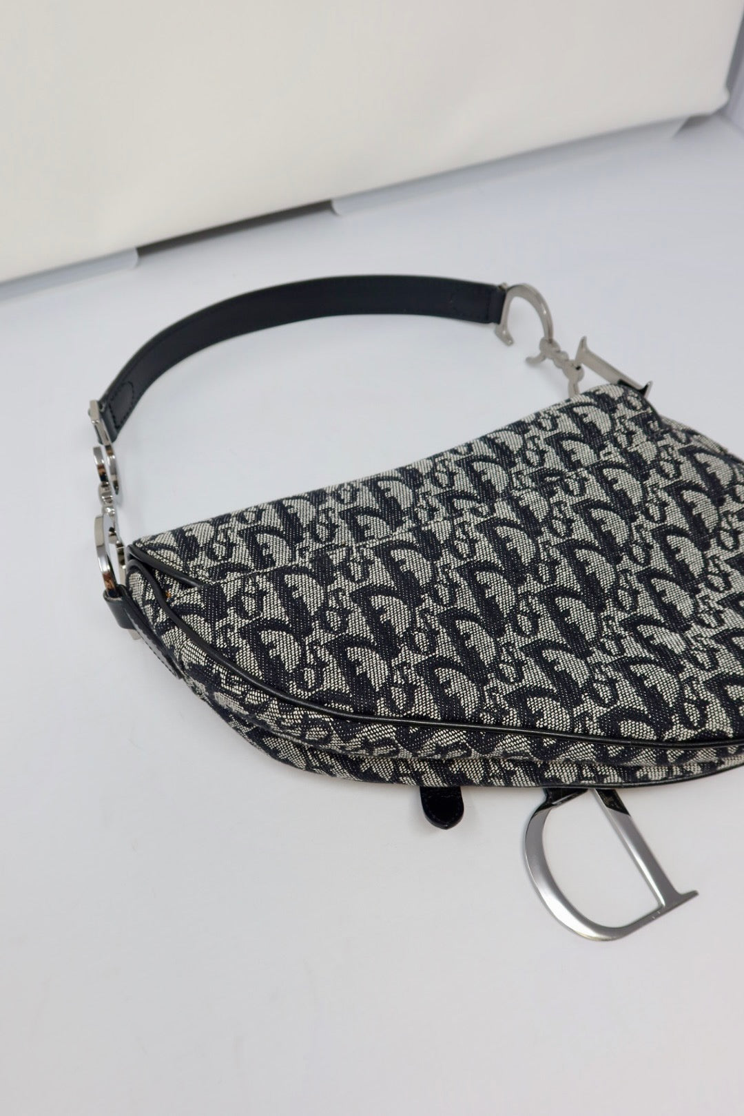 Christian Dior Trotter Black Canvas Saddle Bag