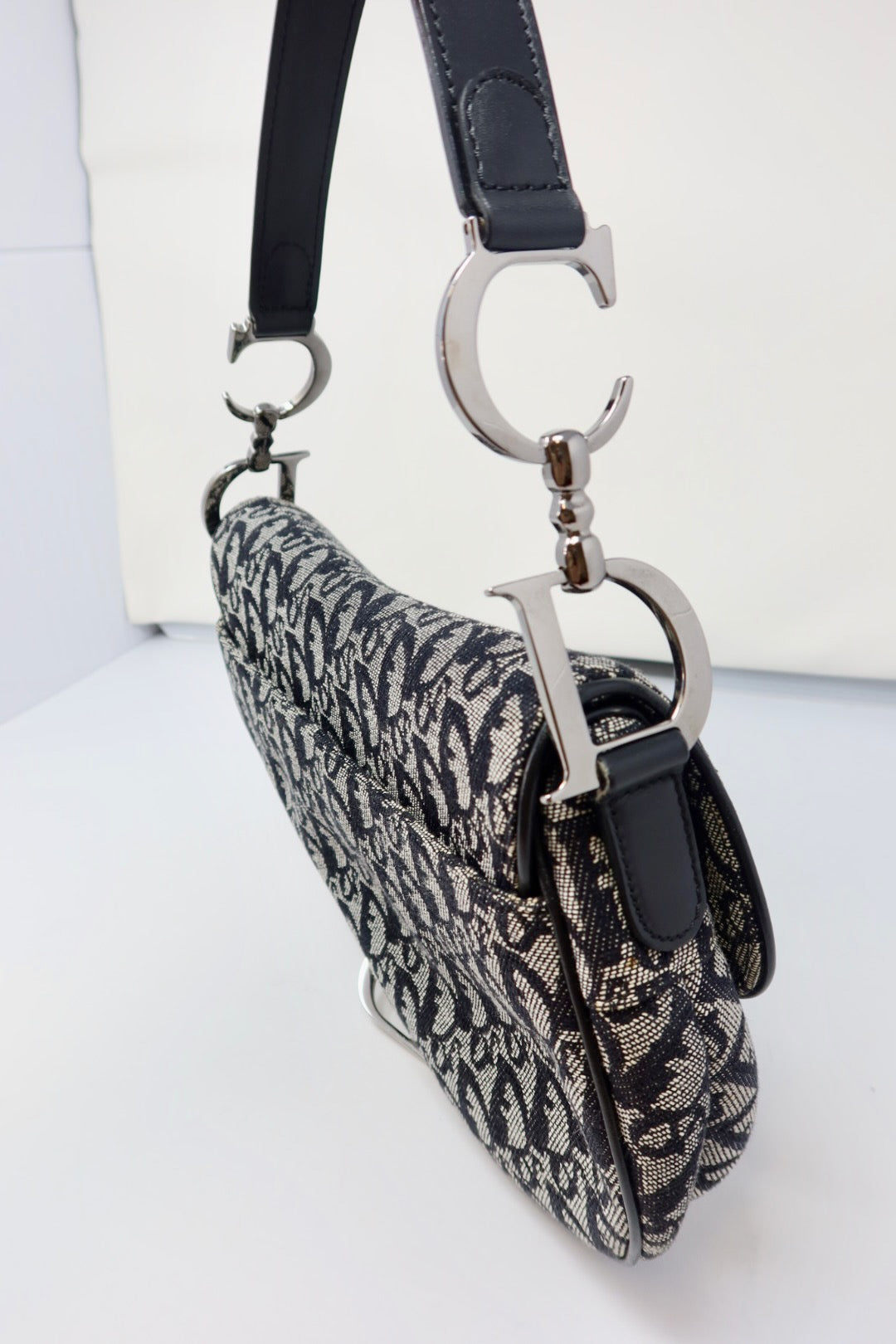 Christian Dior Trotter Black Canvas Saddle Bag