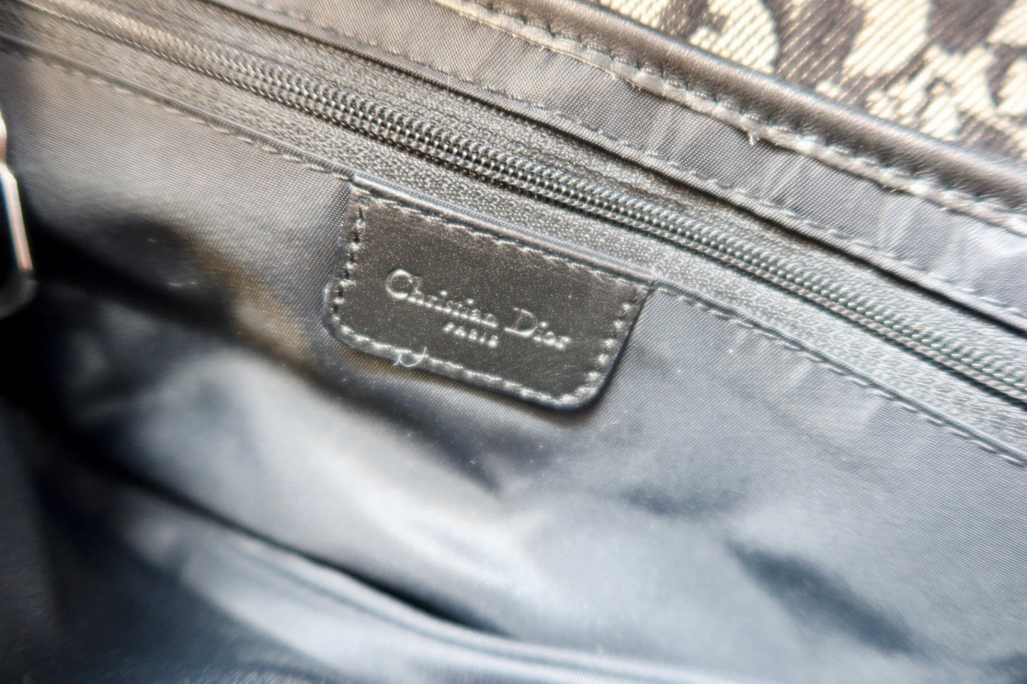 Christian Dior Trotter Black Canvas Saddle Bag