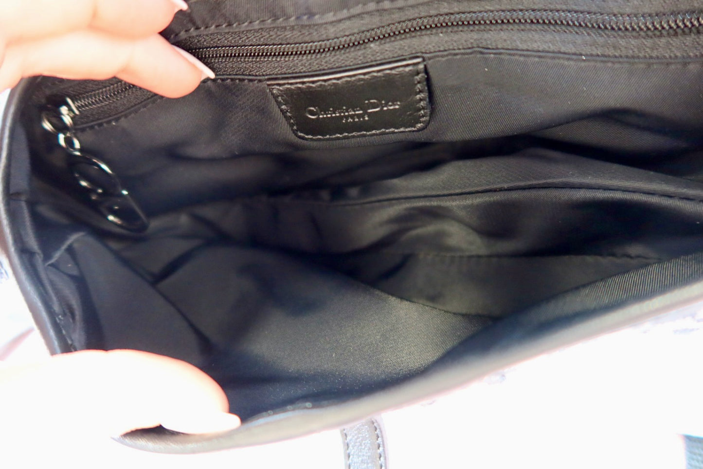Christian Dior Trotter Black Canvas Saddle Bag