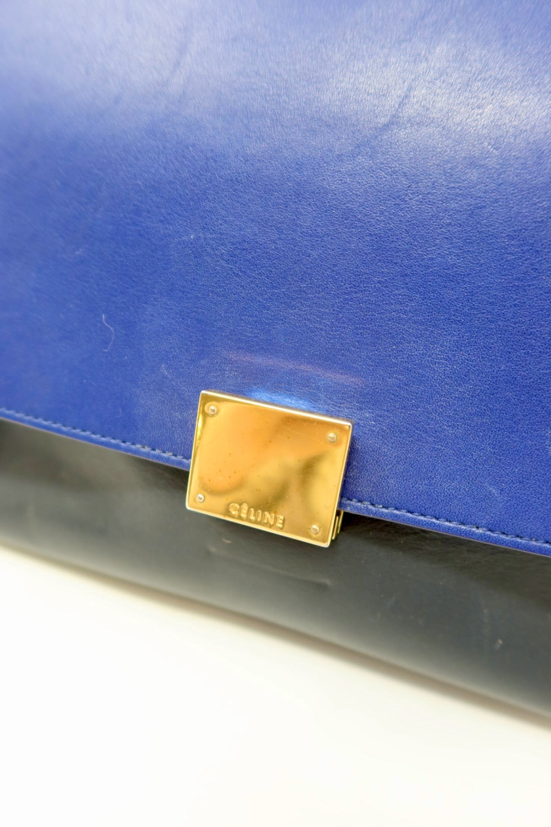 Celine Blue Tri Color Trapeze Small Handbag