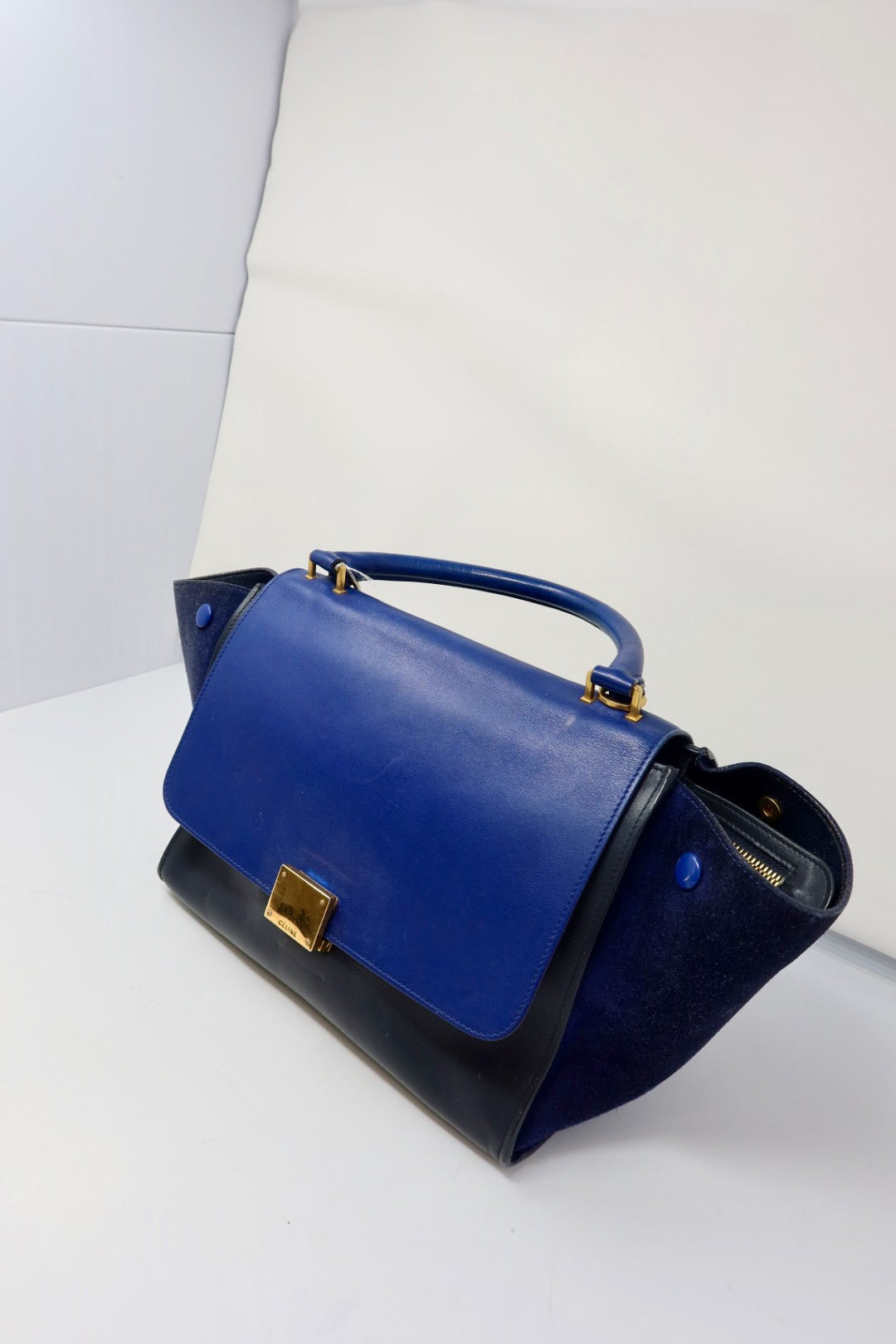 Celine Blue Tri Color Trapeze Small Handbag