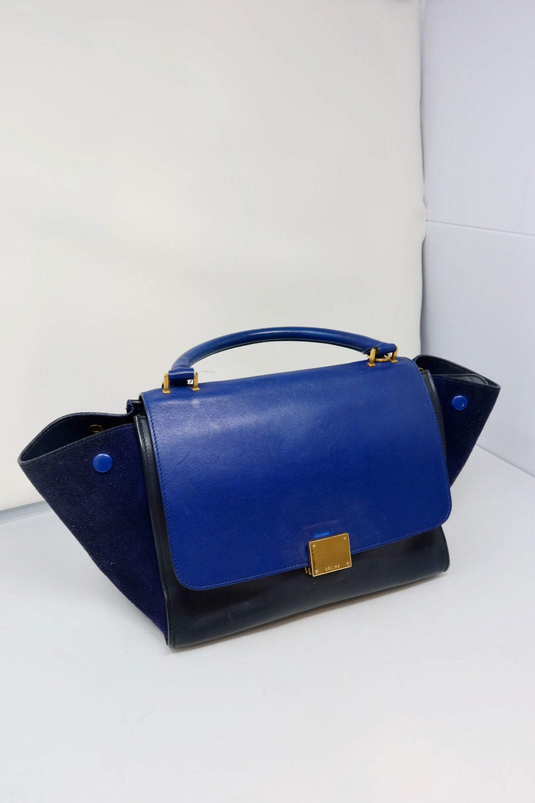 Celine Blue Tri Color Trapeze Small Handbag