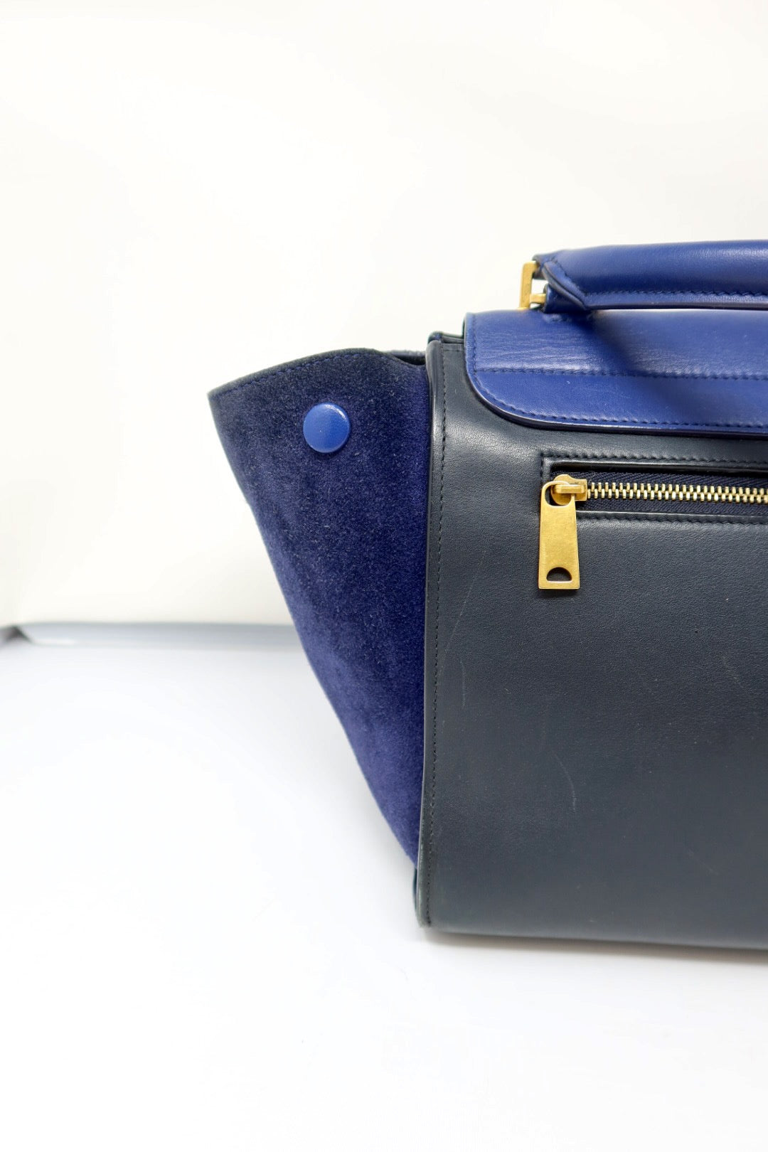 Celine Blue Tri Color Trapeze Small Handbag