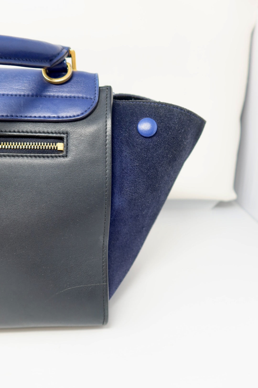 Celine Blue Tri Color Trapeze Small Handbag