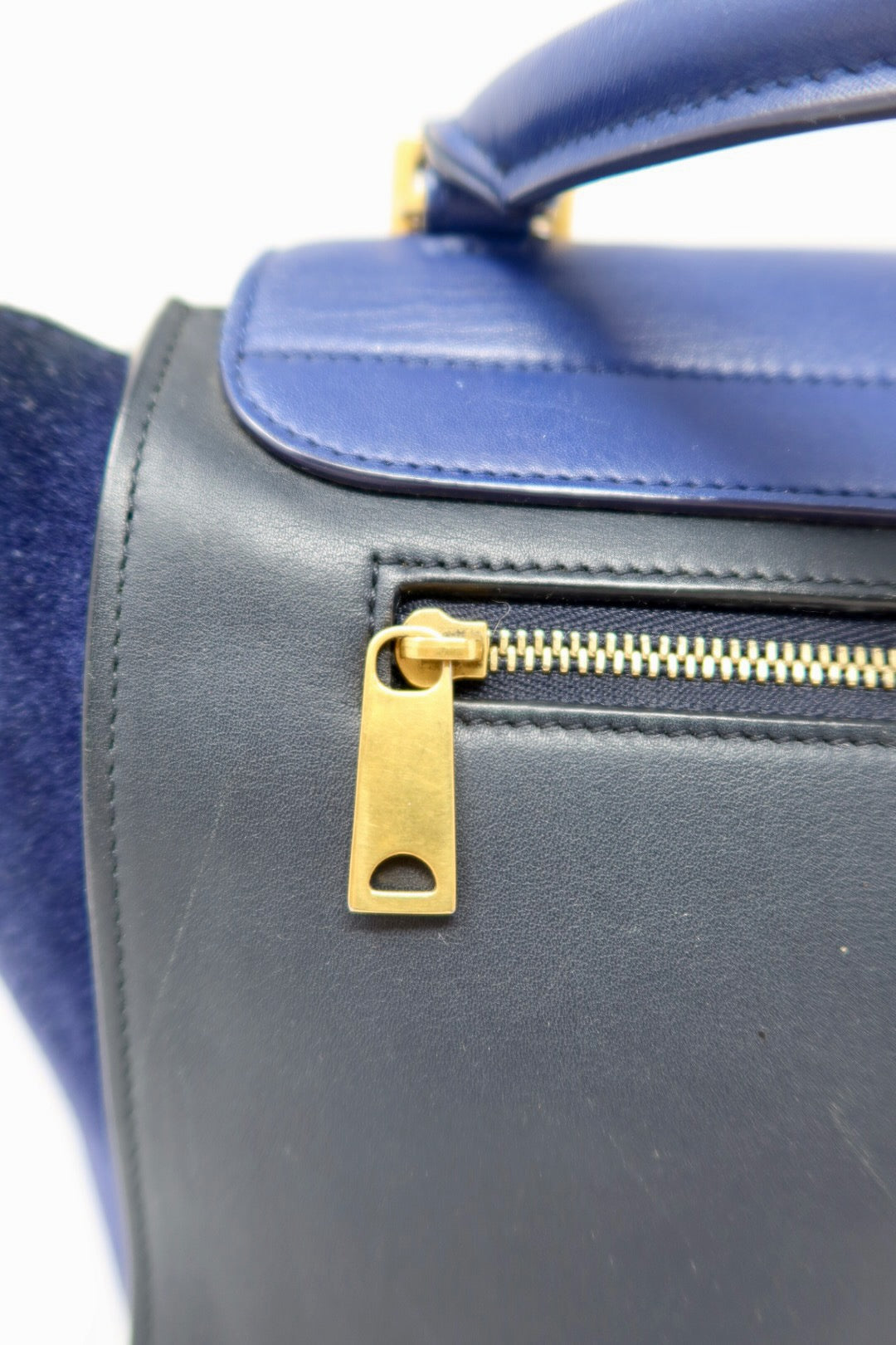 Celine Blue Tri Color Trapeze Small Handbag