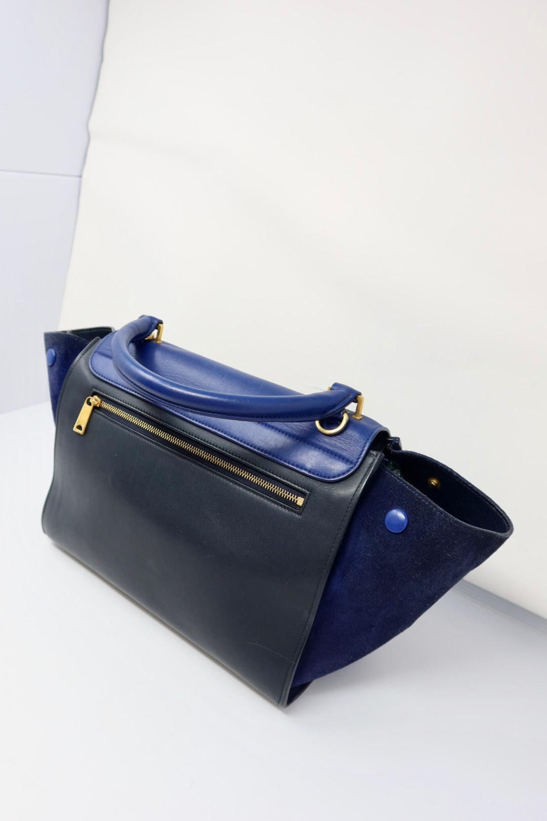 Celine Blue Tri Color Trapeze Small Handbag