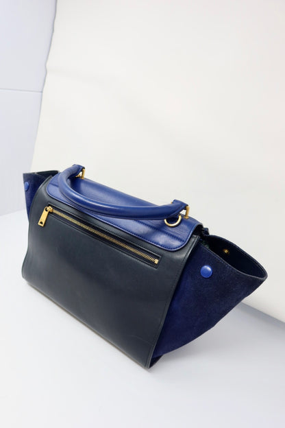 Celine Blue Tri Color Trapeze Small Handbag