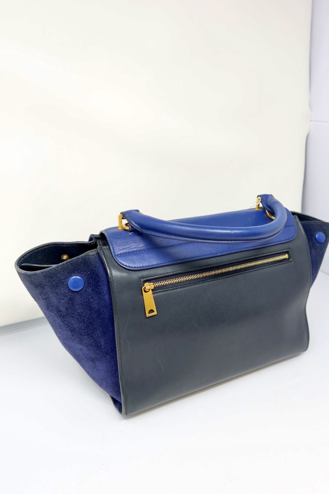 Celine Blue Tri Color Trapeze Small Handbag