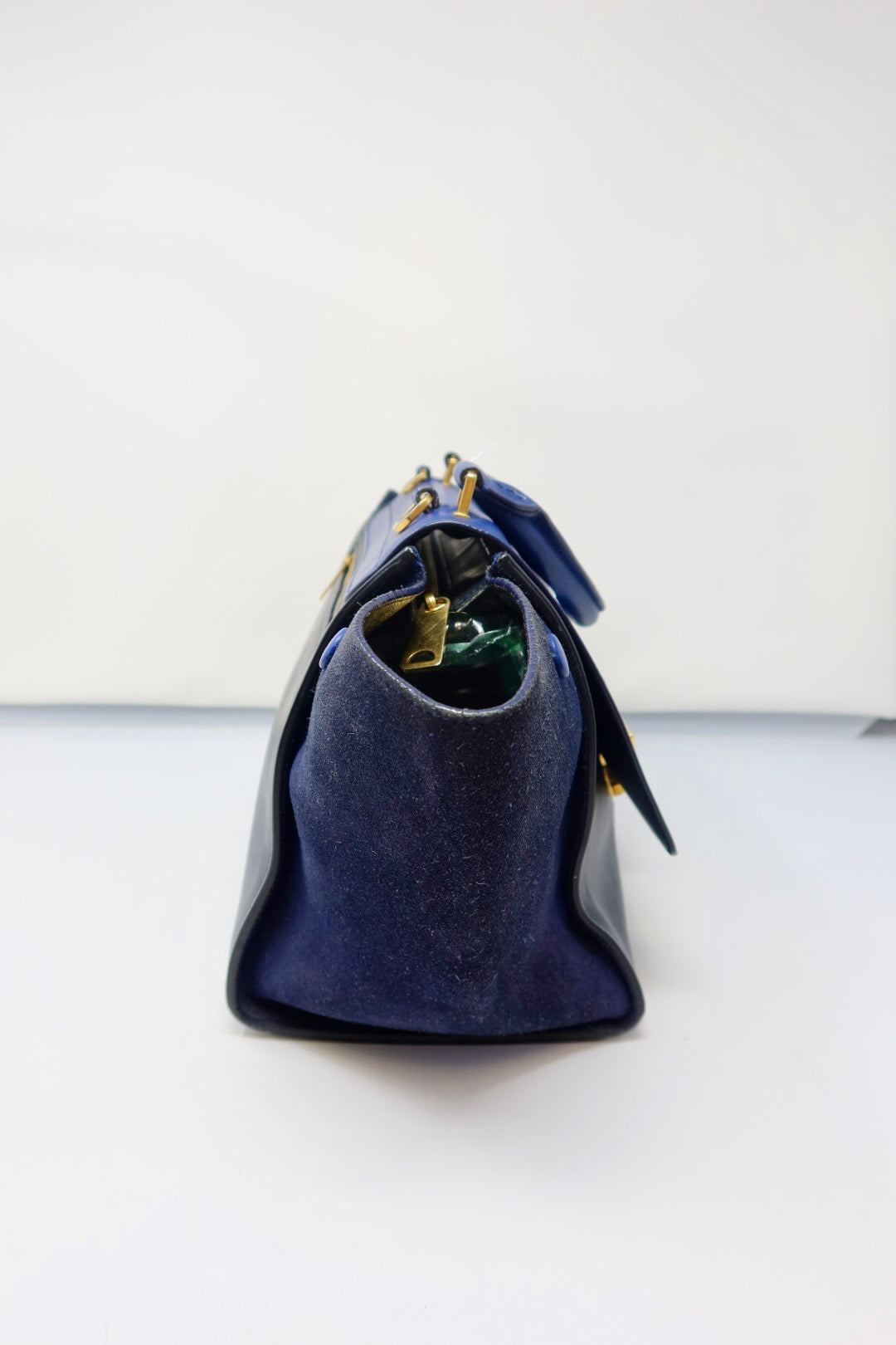Celine Blue Tri Color Trapeze Small Handbag