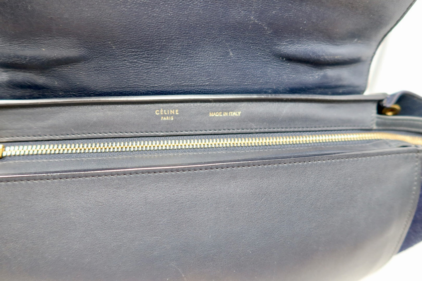 Celine Blue Tri Color Trapeze Small Handbag