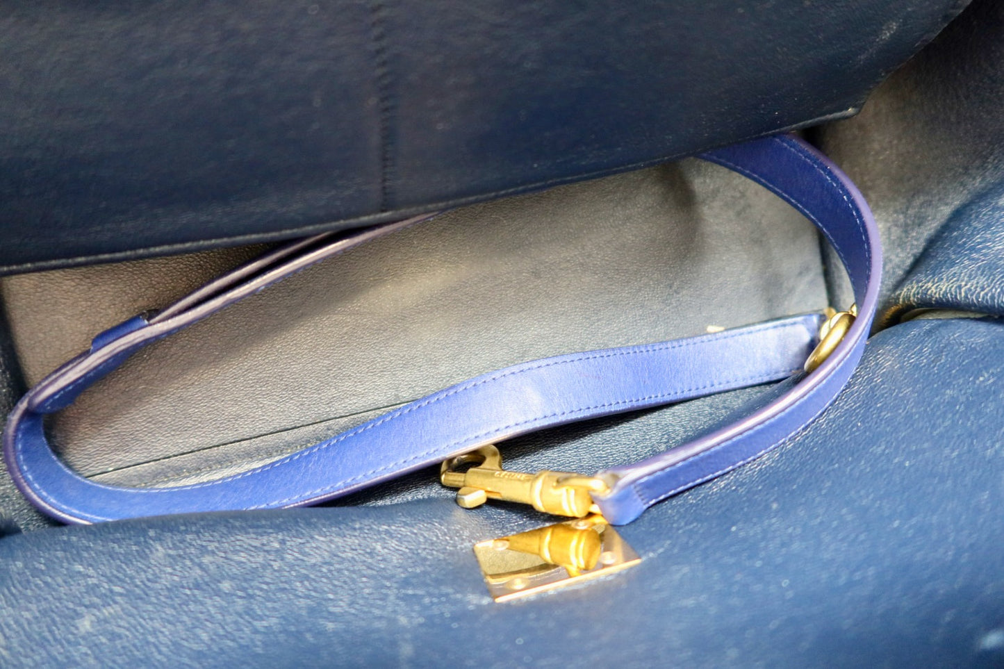 Celine Blue Tri Color Trapeze Small Handbag