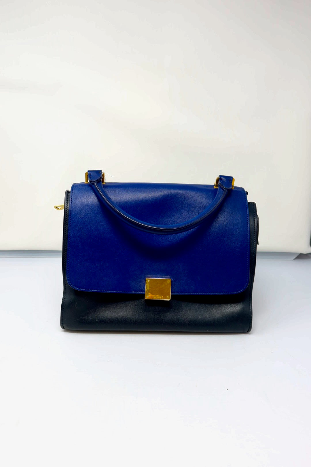 Celine Blue Tri Color Trapeze Small Handbag