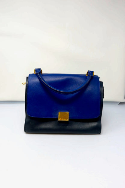 Celine Blue Tri Color Trapeze Small Handbag