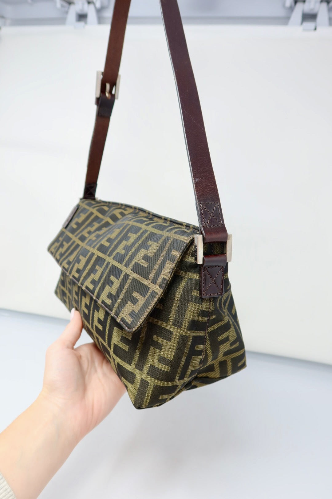 Fendi Zucca Brown Canvas Shoulder Bag