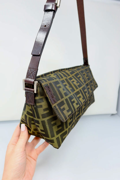 Fendi Zucca Brown Canvas Shoulder Bag