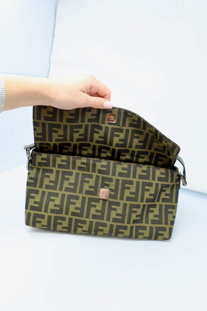 Fendi Zucca Brown Canvas Shoulder Bag