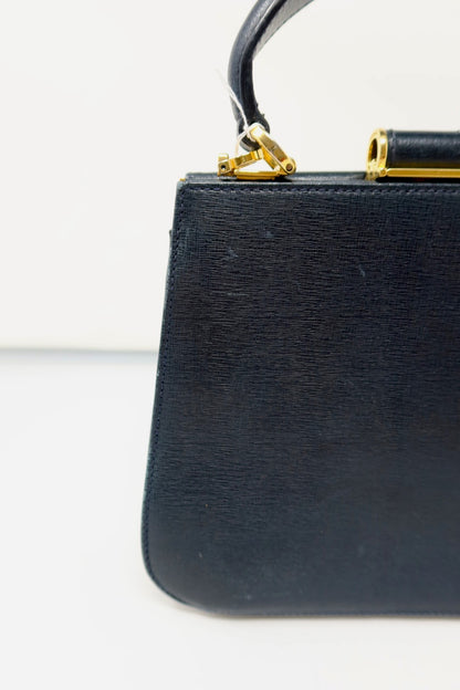 Salvatore Ferragamo Black Leather Hand Bag