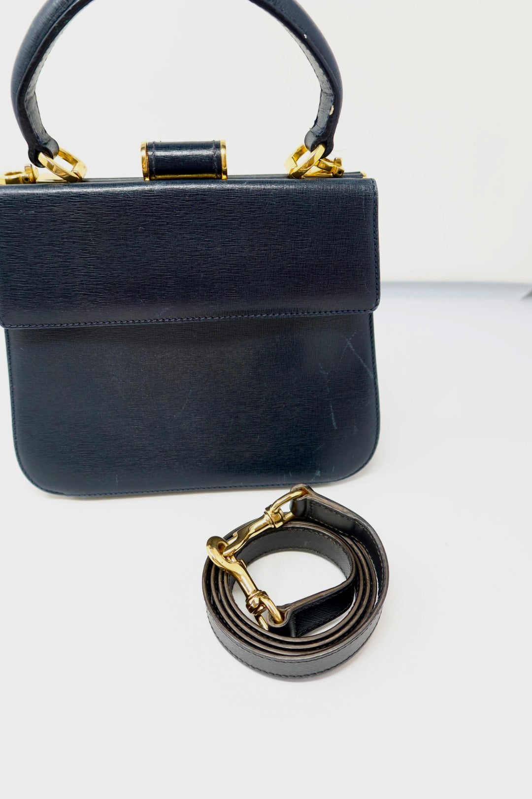 Salvatore Ferragamo Black Leather Hand Bag