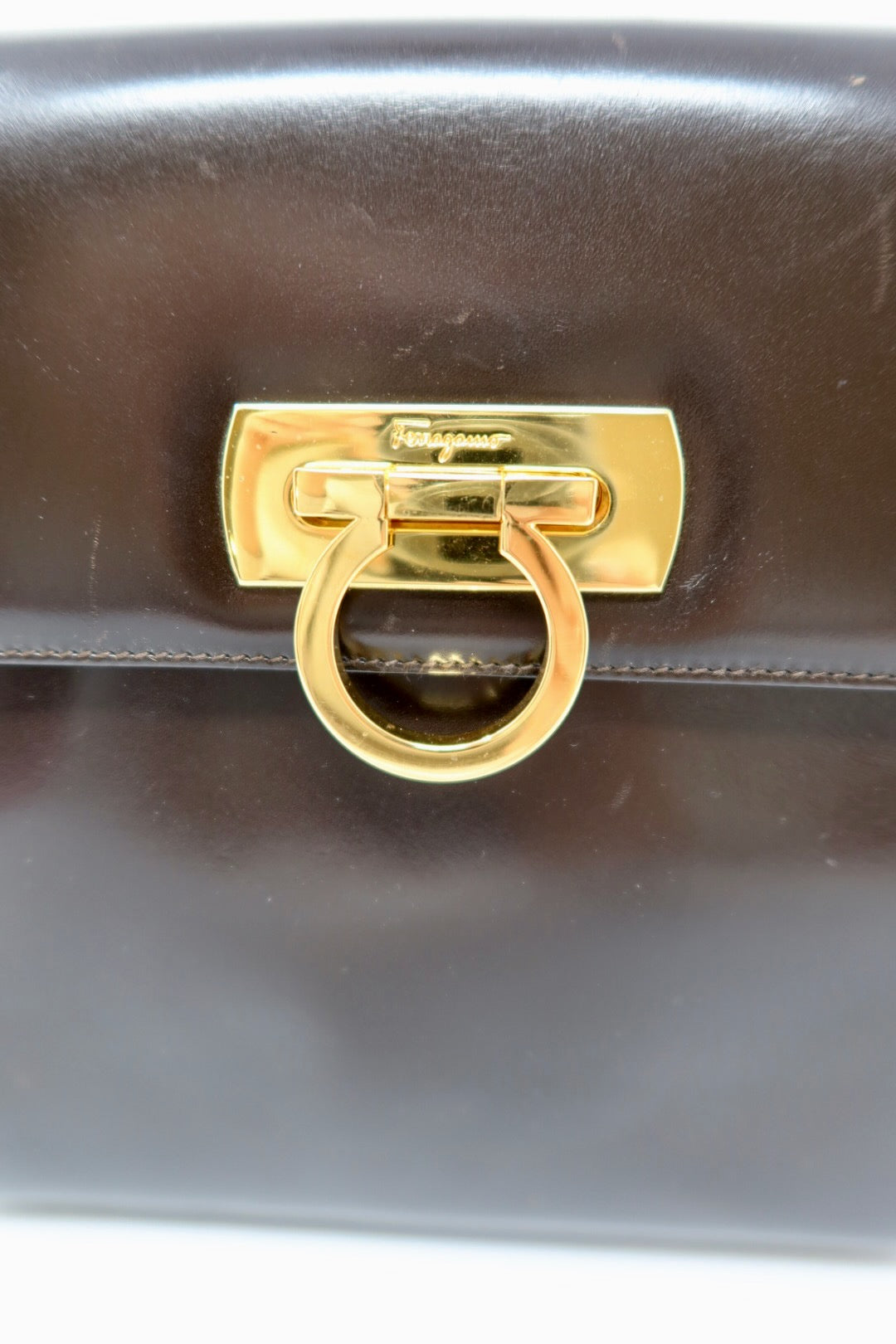 Salvatore Ferragamo Brown Gancini Leather Shoulder Bag