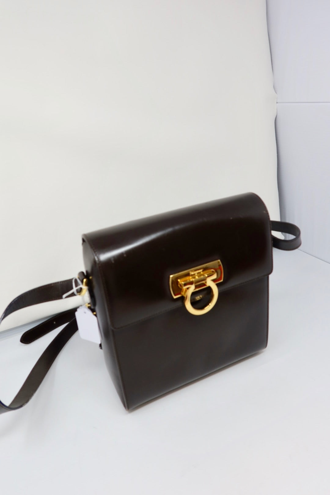 Salvatore Ferragamo Brown Gancini Leather Shoulder Bag