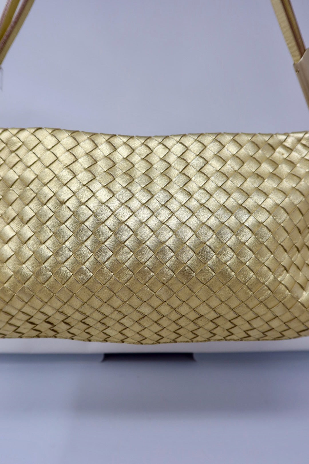 Bottega Veneta Intrecciato Gold Shoulder Bag Leather