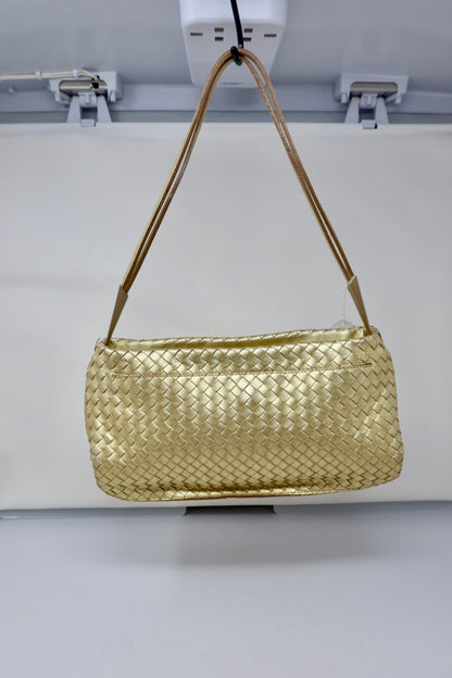 Bottega Veneta Intrecciato Gold Shoulder Bag Leather