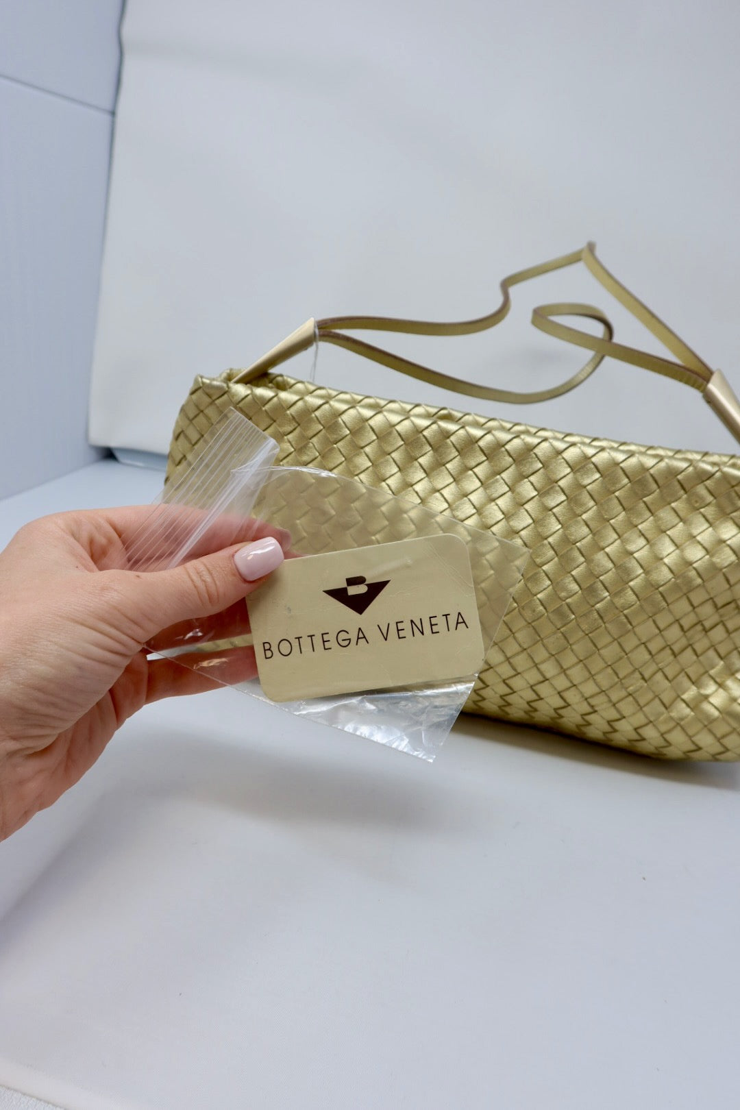 Bottega Veneta Intrecciato Gold Shoulder Bag Leather