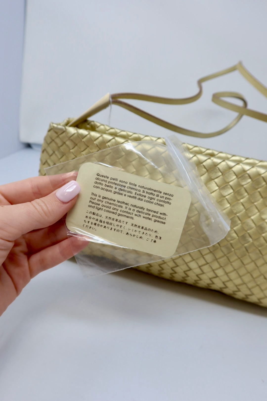 Bottega Veneta Intrecciato Gold Shoulder Bag Leather