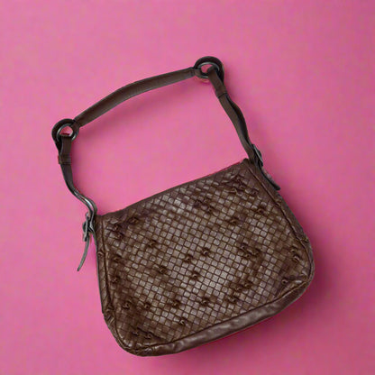 Bottega Veneta Intrecciato Brown Leather Shoulder Bag