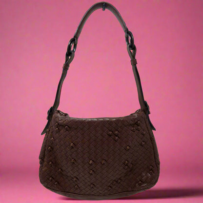 Bottega Veneta Intrecciato Brown Leather Shoulder Bag